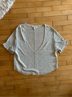 Banana Republic Light Gray Open-Back Knit Top